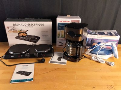 Lot composé de trois produits : réchaud électrique Proline, …