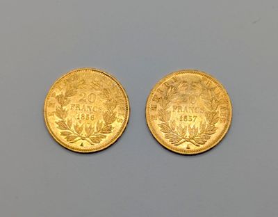 deux pièces d'or, dont l'une est un souverain et l'autre un souverain