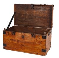 Coffre de voyage rectangulaire en bois, serrure, prises et r… (photo 2)