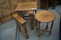 Lot de 4 tables gigognes en chêne anglais - Vers 1930 - H : … (photo 3)