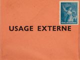 an orange envelope with a stamp on it that says usage externe