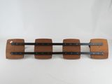 three wooden barrels with metal straps on a white background