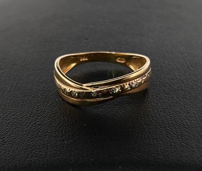 Bague noeud en or jaune 750 millièmes sertie de diamants taillés en ro - Photo 1