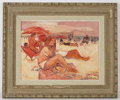 LEFRANC Rolland (1931/2000) - "Plage 1974", huile sur toile,…