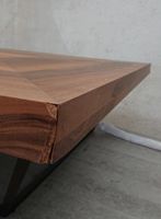 Table basse carrée design décor noyer et metal noir, dimensi… (photo 3)