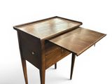 an image of a small wooden table with a drawer underneath it