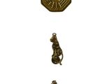 several different types of metal items are displayed on a white surface
