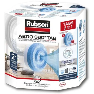 La boîte de Rubson Aeroo 360 comprimés est visible sur la photo.