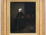 une image représentant un tableau d'un homme vêtu d'un manteau noir et d'un chapeau blanc
