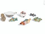 a lot of small objects that are on a white surface