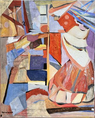 an image of a painting of a woman sitting on a chair