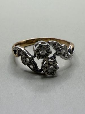 Bague Toi et Moi en or jaune 750 millièmes sertie de diamant… - Photo 1