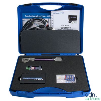 une image représentant un étui bleu contenant un stylo et une clé USB