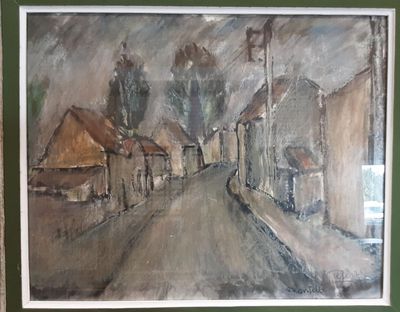 LEFEVRE. "Chantelle". Aquarelle et pastel sous verre.