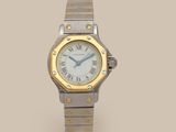 cartier a lady ' s 18ct gold and stainless automatic calendar wristwatch