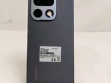 a close up of the back of a black phone case
