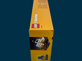 a yellow box with a lego figure inside of it
