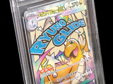 a close up of a pokemon trading card in a clear plastic holder