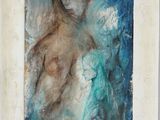 an image of a painting of a woman in a blue dress