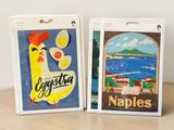 two cards with a picture of a chicken on them