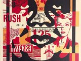 an image of a red and yellow poster with a woman ' s face on it