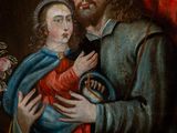 an image of a painting of a man holding a child