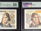 trois billets de banque différents, sur lesquels figure l'effigie d'un homme d'un côté et celle d'une femme de l'autre