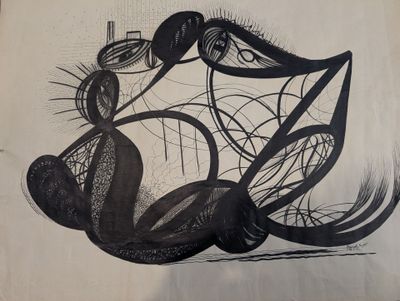 un dessin en noir et blanc représentant une fleur sur une feuille de papier