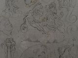 drawing of a group of animals and birds on a sheet of paper