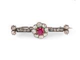 an antique ruby and diamond broochle