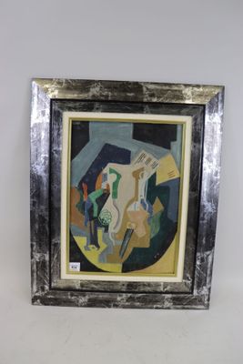 painting on the wall of a room with a picture of a woman
