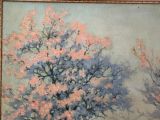a picture of a painting of a tree in a field