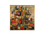 an image of a painting of a cityscape with buildings in the background