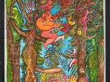 an image of a drawing of a woman in a tree surrounded by birds
