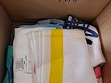 a box full of clothing that is sitting on a table