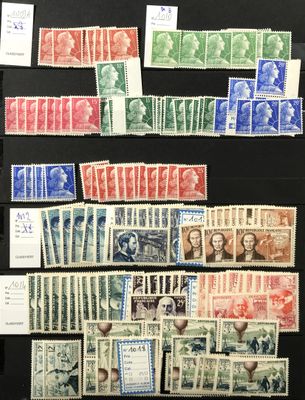 TIMBRE-POSTE - FRANCE - ** - LOT PAR MULTIPLES DE 1955 à 195…