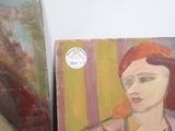 a painting of a woman with a red headband next to a painting of a woman with a red headband