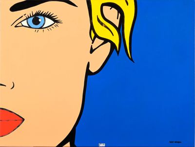 Acrylique sur toile "Halve Waarheid". Signée en bas à droite…