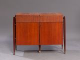 an image of a wooden cabinet with two doors and two drawers
