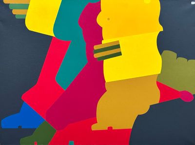 a poster of a man riding a skateboard on the street