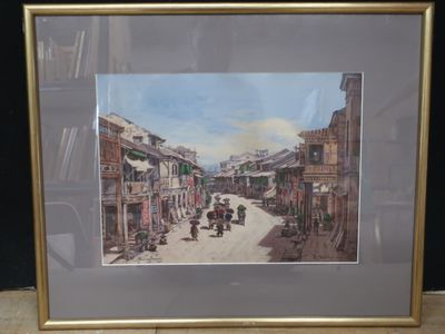 Eduard HILDEBRANDT (1817/18-1869) Rue de HONG-KONG animée.