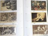 a book with pictures of people in it on a table