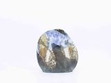 a picture of a rock with a blue and gold design