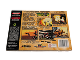 a back cover of a video game with a picture of a man on a motorcycle