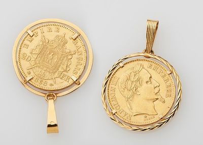 two gold sovereign pendants