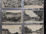 several old black and white photos of people in a town