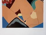 an image of a painting of a woman with flowers in her lap