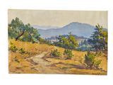 an image of a painting of a landscape with mountains in the background