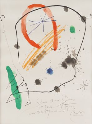 an image of a painting with a red circle and a green circle