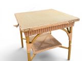 an image of a wicker table with a shelf underneath it